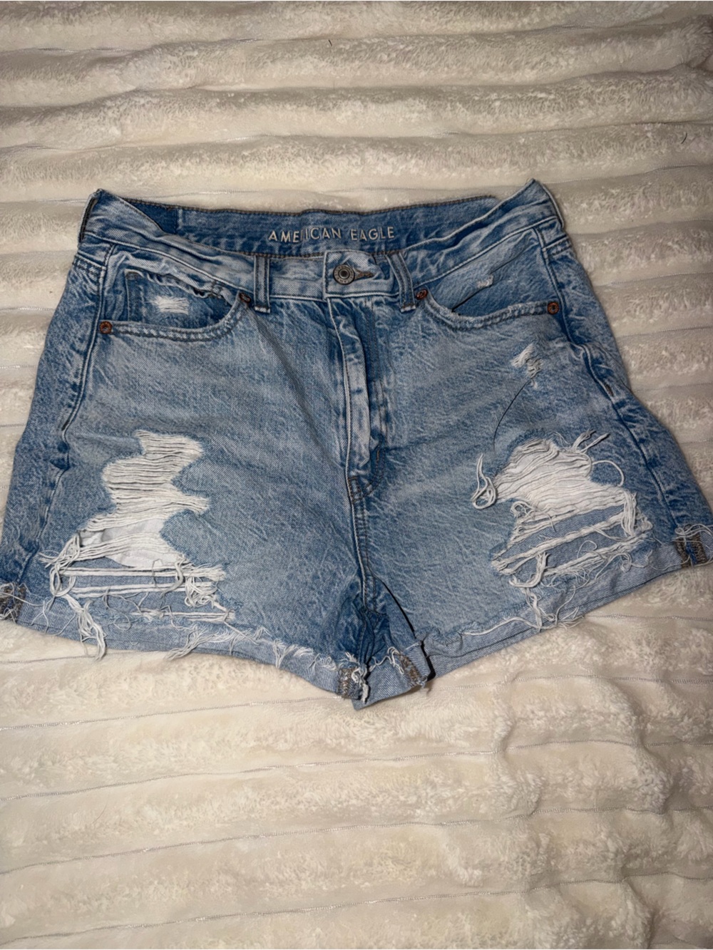 American Eagle Outfitters Light Blue Distressed Boyfriend Jeans Shorts
